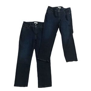 BUNDLE (2) LANE BRYANT High Rise Straight Leg Dark Wash Jeans Size 18S